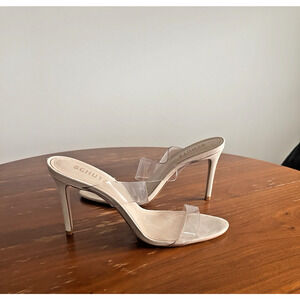 NWOB Schutz Ariella Nude Transparent 9B Clear Strap 3.75in Party Stiletto Heels